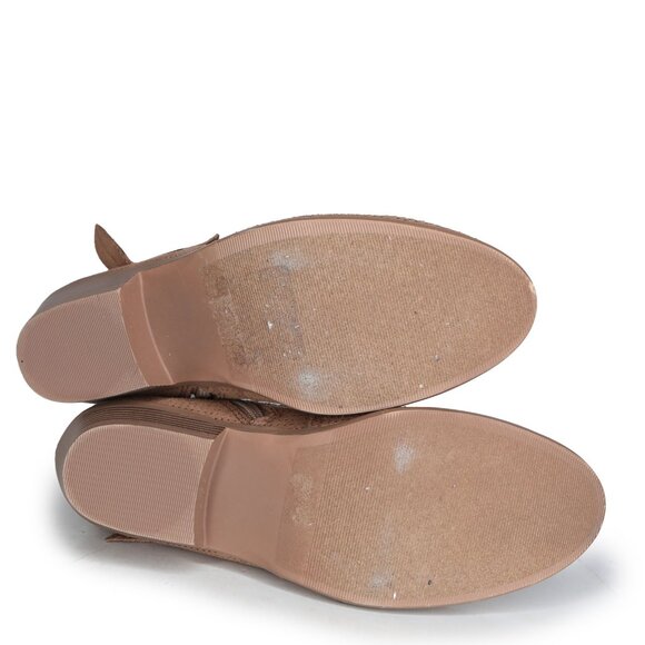 SODA Vegan Suede Western Booties Ankle Boots Brown Perforated Summer Festival - Picture 5 of 8